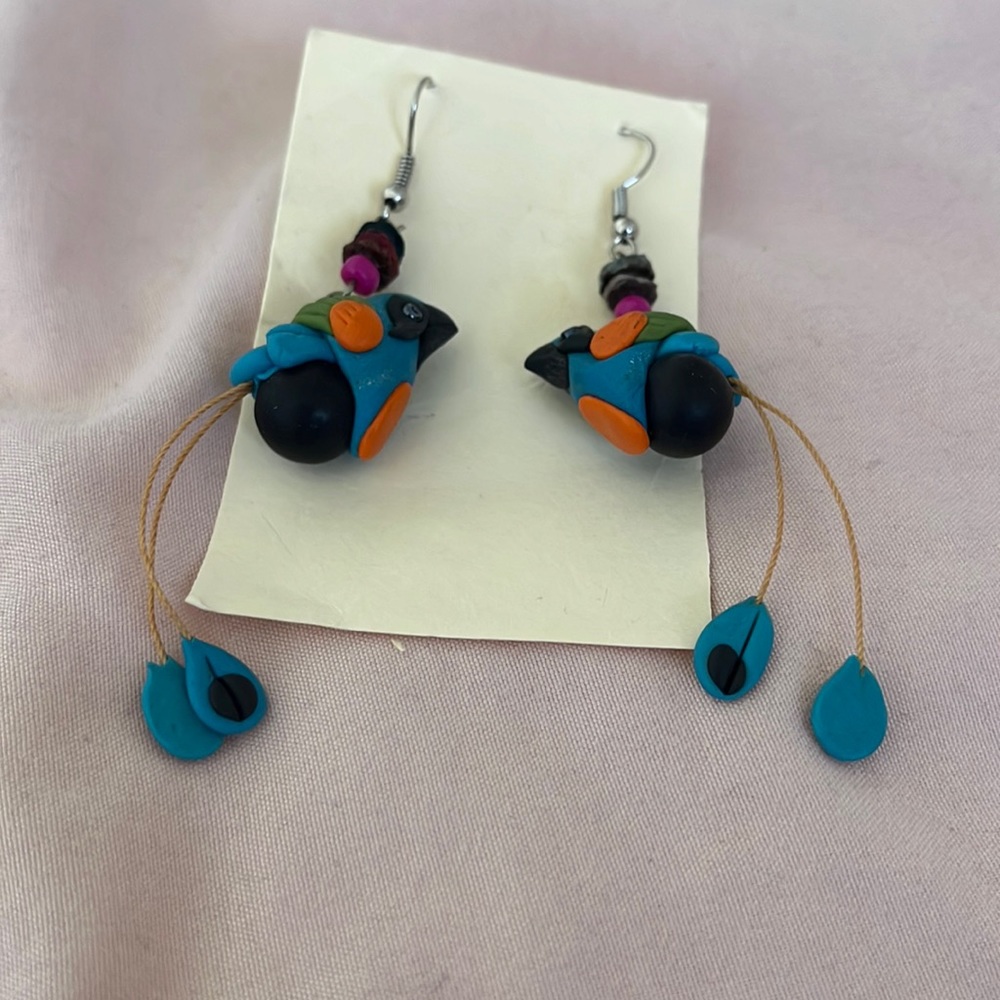 Cute bird clay earrings